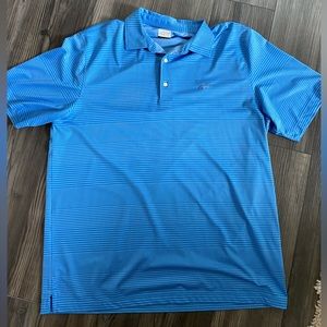 Men’s Greg Norman Polo, size XL, color blue stripes, good condition